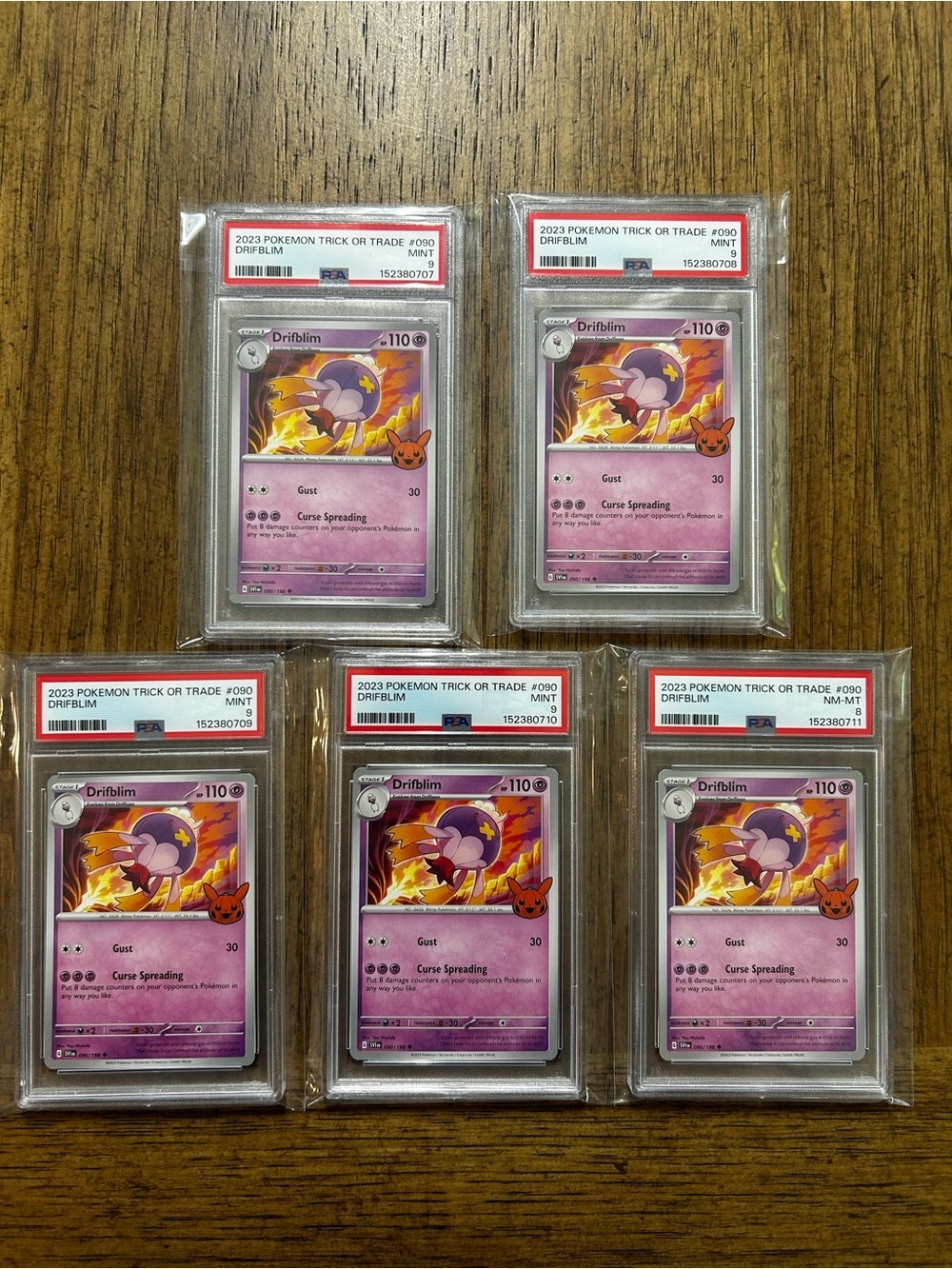 Pokemon PSA Graded 2023 Pokémon Drifblim Trick or Trade - Set include 5 cards